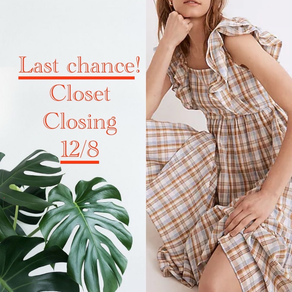 Madewell Ruffle Sleeve Tiered Plaid Midi Dress XL EUC
